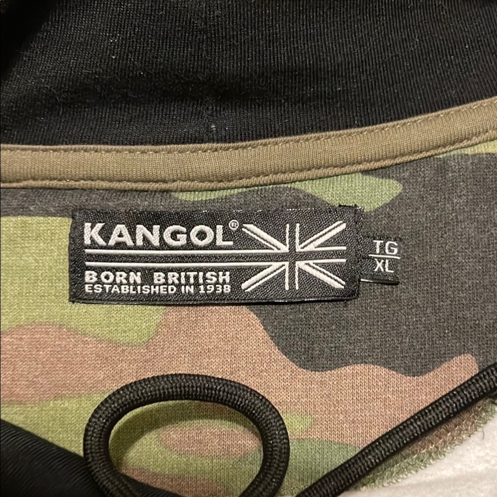 Vintage Kangol Green and Black Camouflage Hoodie Sweatshirt - Picture 5 of 6